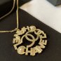 CHANEL Crystal Pearl CC Round Pendant Gold Chain Necklace NIB