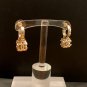CHANEL Gold Hoop 3D White Enamel CC Dice Drop Earrings 22K NIB
