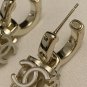 CHANEL Gold Hoop 3D White Enamel CC Dice Drop Earrings 22K NIB