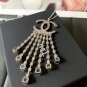 CHANEL Crystal Quartz CC Tassel Pendant Silver Chain Necklace Authentic