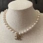 CHANEL Pearl Choker Necklace Crystal CC Pendant Gold Chain 2021