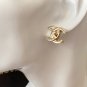 CHANEL Paris CC Button Light Gold Medium Stud Earrings 2022 NIB