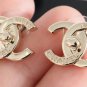 CHANEL Paris CC Button Light Gold Medium Stud Earrings 2022 NIB