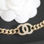 CHANEL Vintage Yellow Gold Chain Crystal CC Choker Necklace Bracelet NIB