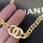 CHANEL Vintage Yellow Gold Chain Crystal CC Choker Necklace Bracelet NIB