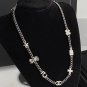 CHANEL Crystal 7 Charm Icons Ruthenium Silver Metal Chain Necklace NIB
