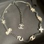 CHANEL Crystal 7 Charm Icons Ruthenium Silver Metal Chain Necklace NIB