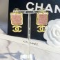 CHANEL Vintage Pink Crystal Candy Yellow Gold CC Dangle Drop Earrings NIB