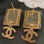 CHANEL Vintage Pink Crystal Candy Yellow Gold CC Dangle Drop Earrings NIB