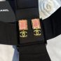 CHANEL Vintage Pink Crystal Candy Yellow Gold CC Dangle Drop Earrings NIB