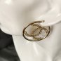 CHANEL Big Hoop CC Crystal Baguette Gold Metal Earrings NIB