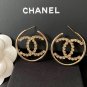CHANEL Big Hoop CC Crystal Baguette Gold Metal Earrings NIB