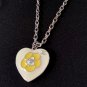 CHANEL Vintage Enamel Heart CC Camellia Pearl Silver Chain Necklace NIB