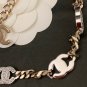 CHANEL 5 Silver Crystal CC Light Gold Cuban Chain Choker Necklace NIB