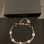 CHANEL 5 Silver Crystal CC Light Gold Cuban Chain Choker Necklace NIB