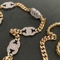 CHANEL 9 Silver Crystal CC Gold Cuban Chain Belt Necklace Choker NIB