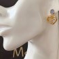 CHANEL Blue Crystal Stud Gold Metal Heart CC Dangle Drop Earrings NIB