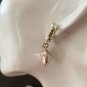 CHANEL Pearl Motif CC Stud Pink Crystal Heart Gold Metal Dangle Earrings NIB