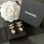 CHANEL Pearl Motif CC Stud Pink Crystal Heart Gold Metal Dangle Earrings NIB