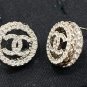 CHANEL Classic Gold Quilted Circle Crystal Motif CC Stud Earrings NIB