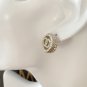 CHANEL Classic Gold Quilted Circle Crystal Motif CC Stud Earrings NIB