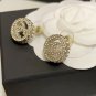 CHANEL Classic Gold Quilted Circle Crystal Motif CC Stud Earrings NIB