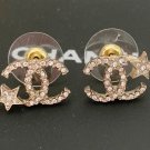 CHANEL Star Crystal CC Light Gold Metal Stud Earrings 2022 NIB