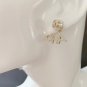 CHANEL Pearl Stud Crystal CC Name Logo TWO in ONE Gold Metal Earrings NIB