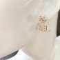 CHANEL Pearl Stud Crystal CC Name Logo TWO in ONE Gold Metal Earrings NIB