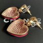 CHANEL Pink Crystal Heart Gold CC Dangle Drop Earrings 23P NIB