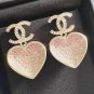 CHANEL Pink Crystal Heart Gold CC Dangle Drop Earrings 23P NIB