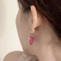 CHANEL Pink Crystal Heart Gold CC Dangle Drop Earrings 23P NIB