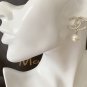 CHANEL Gold Crystal Embellished CC Pearl Dangle Drop Earrings NIB