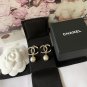 CHANEL Gold Crystal Embellished CC Pearl Dangle Drop Earrings NIB