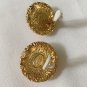CHANEL Blue Gripoix Gold CC Round Clip On Vintage Earrings