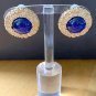 CHANEL Blue Gripoix Gold CC Round Clip On Vintage Earrings