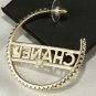 CHANEL CC Crystal STAR 22S Runway Gold Metal Big Hoop Earrings NIB