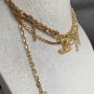 CHANEL CC Gold Crystal Metal Woven Fringe Short Necklace 2022 NIB