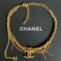 CHANEL CC Gold Crystal Metal Woven Fringe Short Necklace 2022 NIB