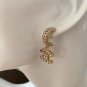CHANEL Vintage Antique Gold Crystal Pearl Hoop CC Dangle Earrings NIB