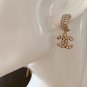 CHANEL Vintage Antique Gold Crystal Pearl Hoop CC Dangle Earrings NIB
