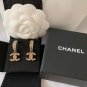 CHANEL Vintage Antique Gold Crystal Pearl Hoop CC Dangle Earrings NIB