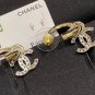 CHANEL Gold Hoop Silver Crystal CC Dangle Drop Earrings 2022 NIB