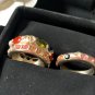 CHANEL Vintage Multi Color Rhinestone Pearl Triple Ring Light Gold NIB