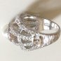 CHANEL Vintage Big Pearl White Crystal CC Logo Silver Metal Ring