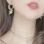 CHANEL Rhinestone Gold Hoop Crystal CC Dangle Drop Earrings NIB