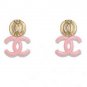 CHANEL Vintage Enamel Pink CC Gold Quilted Metal Pearl Earrings NIB