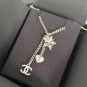 CHANEL Crystal Star Heart CC Pendant Gold Metal Necklace 2023 NIB