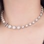 CHANEL CC Crystal Embellished Pearl Necklace Silver Metal Chain 2023 NIB