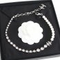 CHANEL CC Crystal Embellished Pearl Necklace Silver Metal Chain 2023 NIB